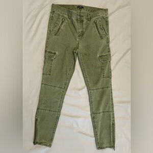Loft Brand Green Ankle Skinny Cargo Pants Zippers Street Wear Hip Hop Size 2